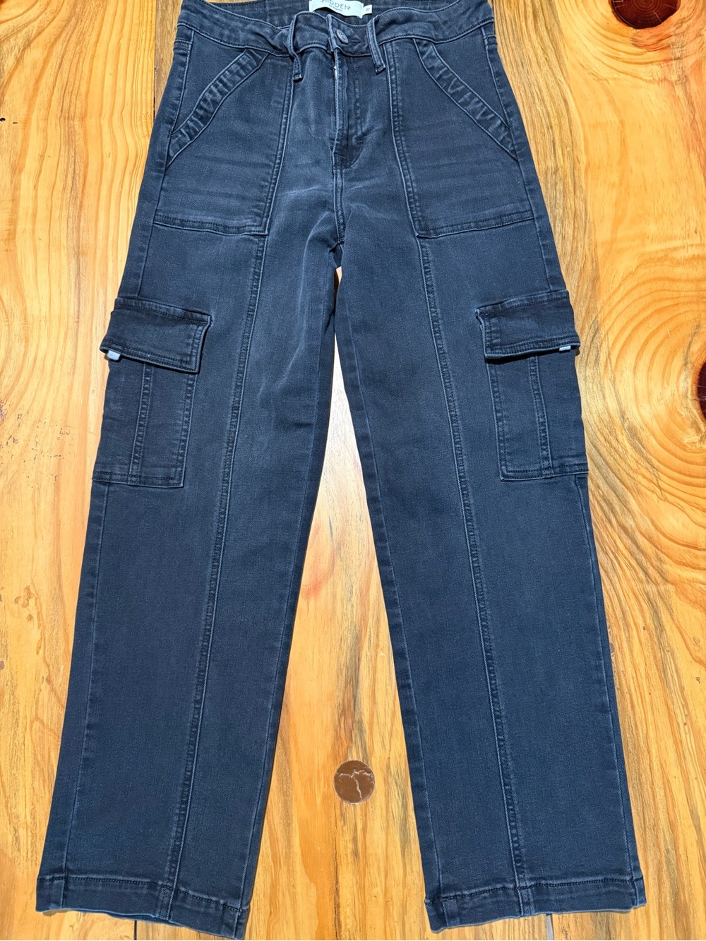 HIDDEN Women's Black Cargo Ankle Jeans - Casual Utility Style Size 27